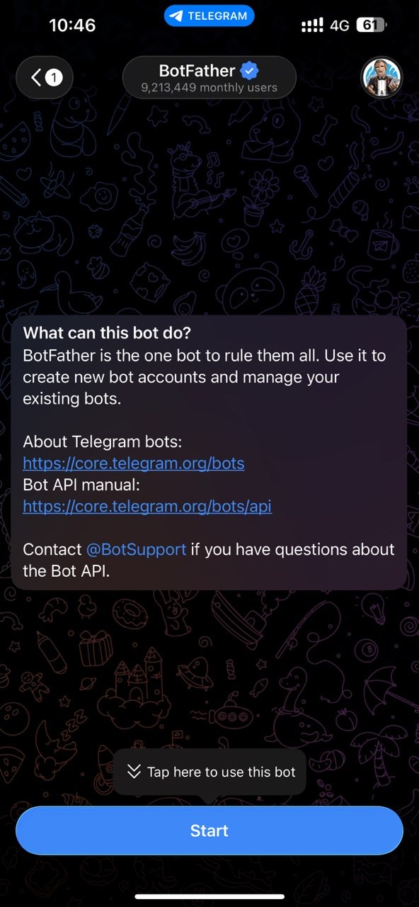Start a chat with BotFather